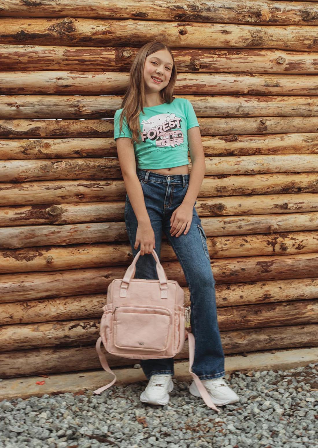 Camiseta verde estampada para niñas