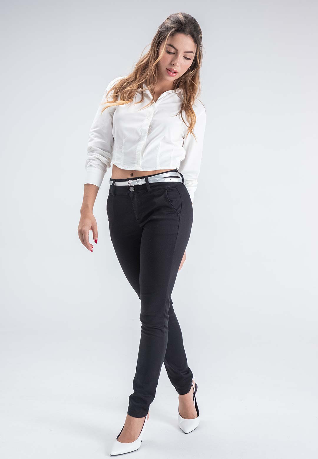 Pantalón ejecutivo negro1 tiro alto para mujeres