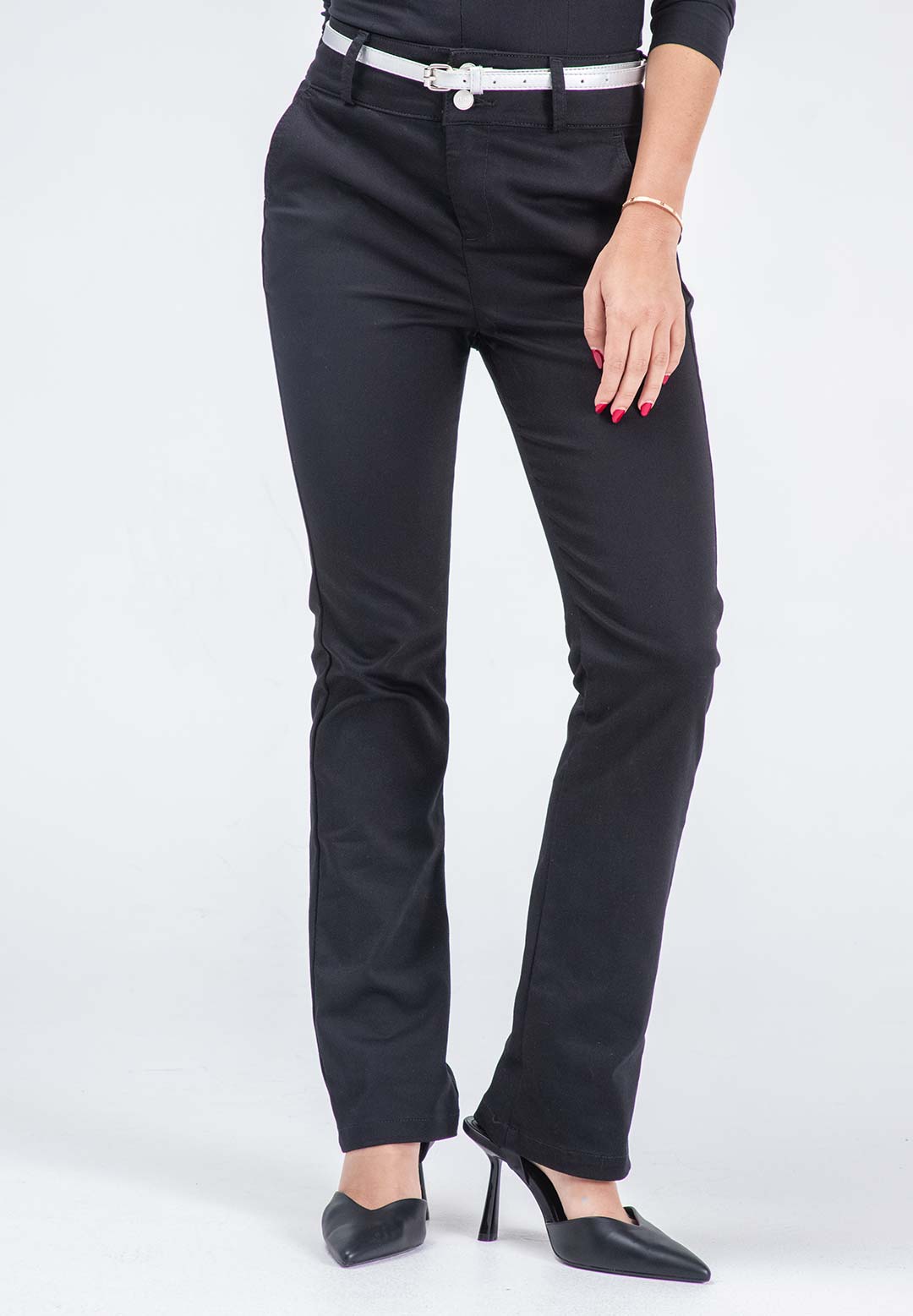 Pantalón ejecutivo negro tiro alto para mujeres