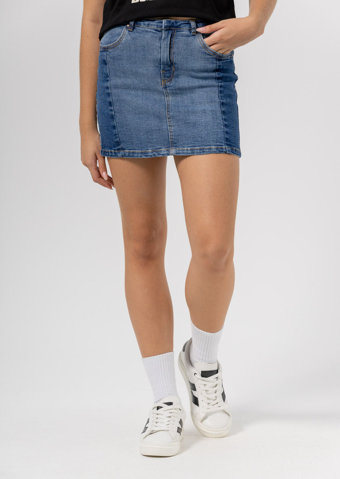 Falda lavado medio con bloques para jóvenes