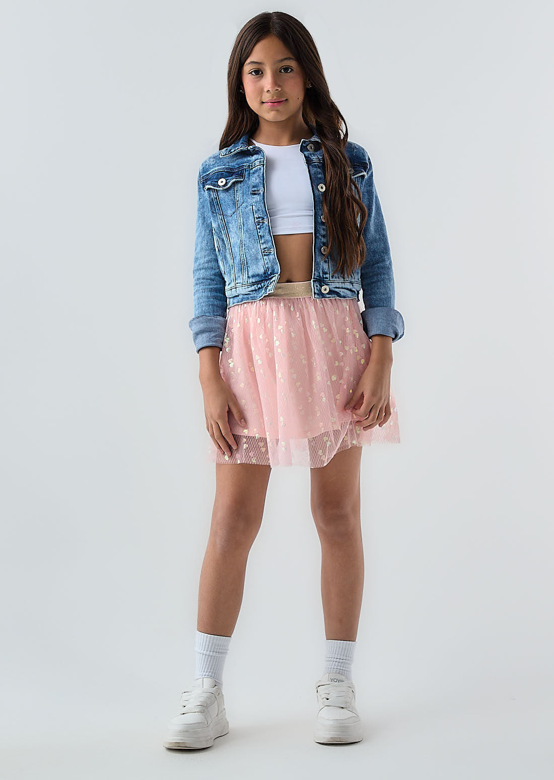 Falda rosa en tull para niñas