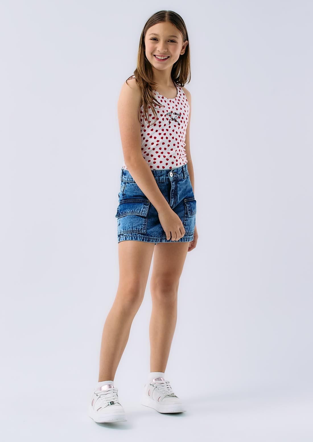 Falda short medio oscuro fondo entero para niñas