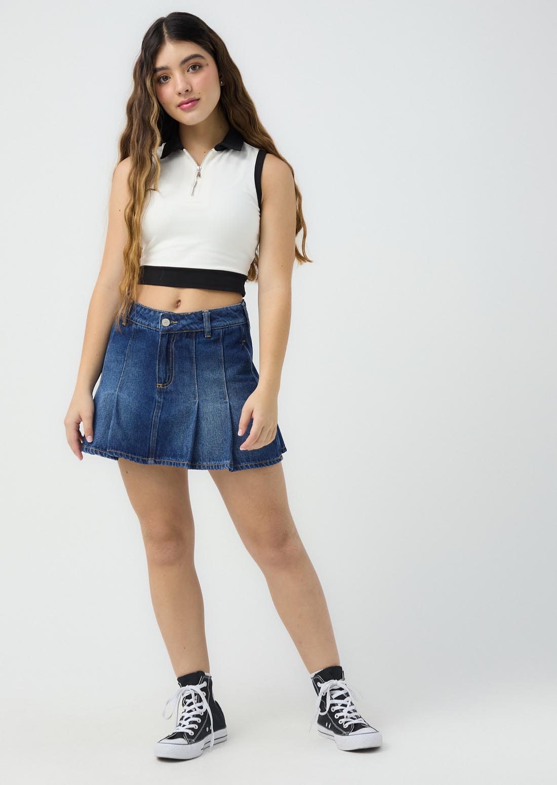 Falda medio oscuro tiro medio para jóvenes