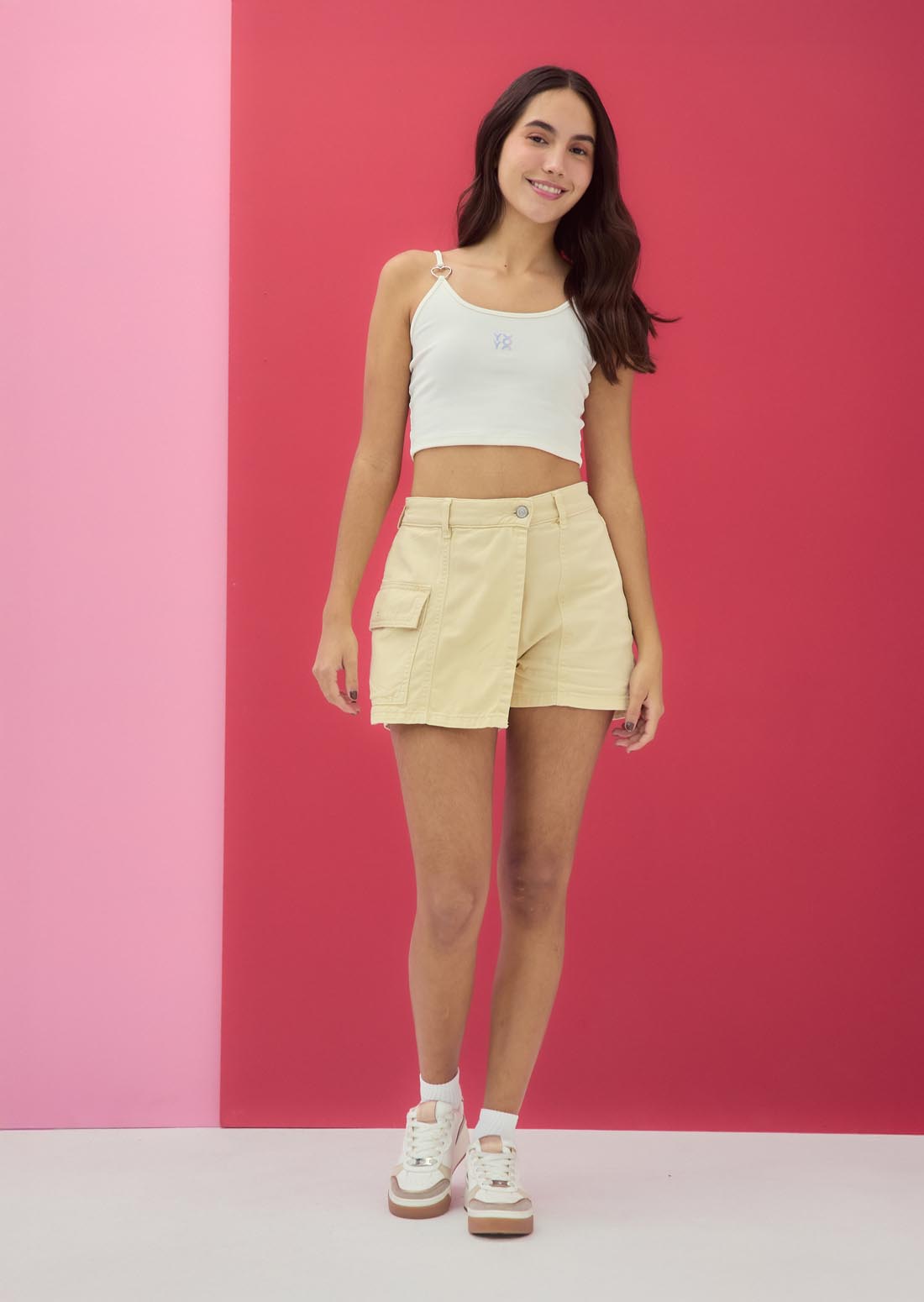 Falda short kaky fondo entero para jóvenes