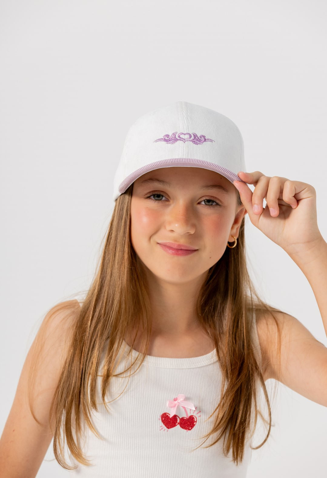Gorra marfil en corduroy para jóvenes