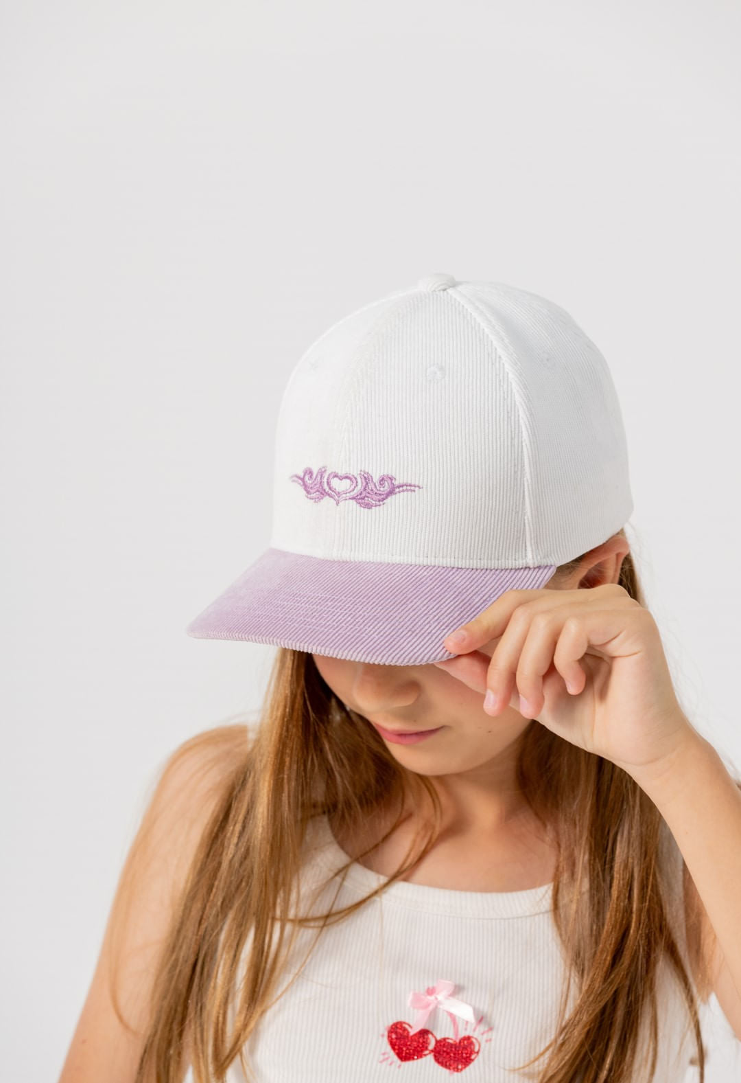 Gorra marfil en corduroy para jóvenes