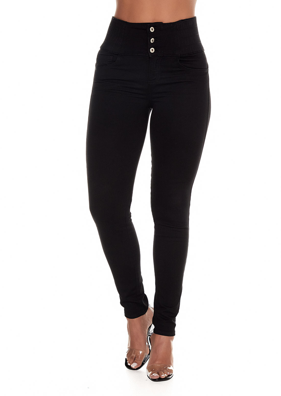 Jean lipojean negro tiro alto para mujeres