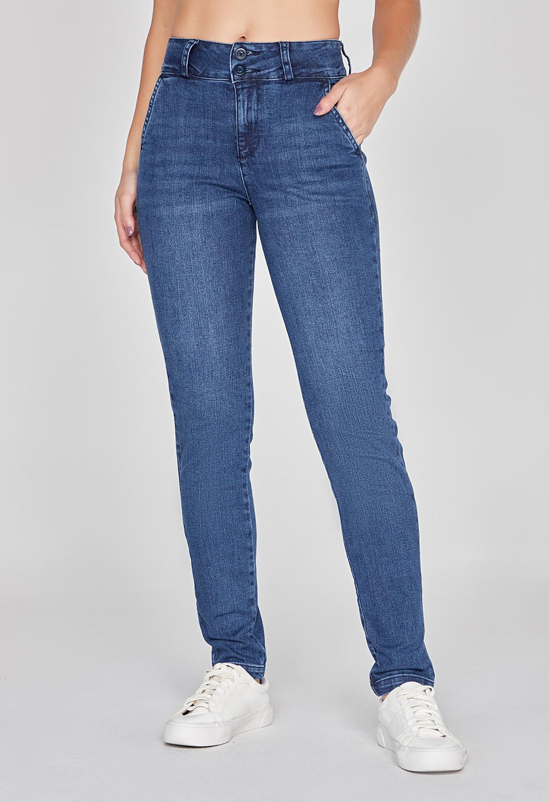 Pantalon ejecutivo oscuro tiro alto para mujeres