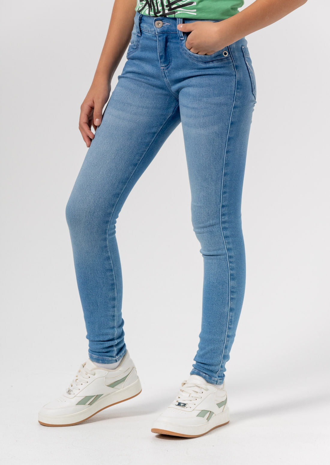 Jean crazy lavado claro y fondo entero para niñas