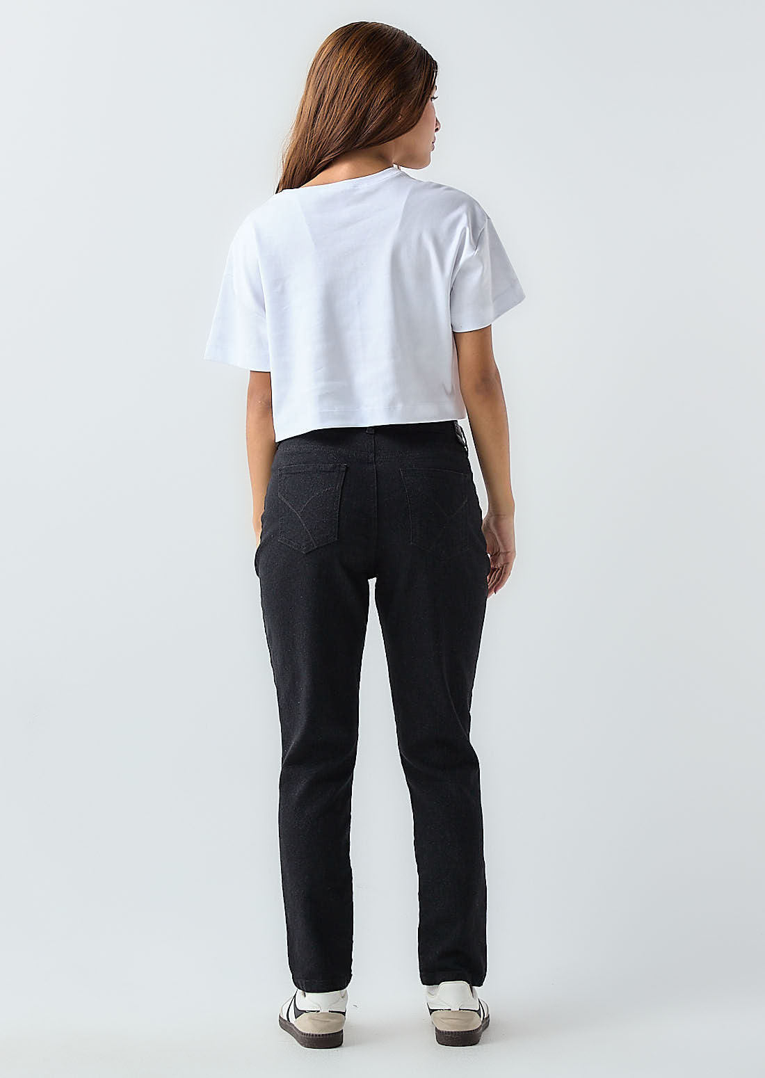 Jean mom jean negro fondo entero para jóvenes