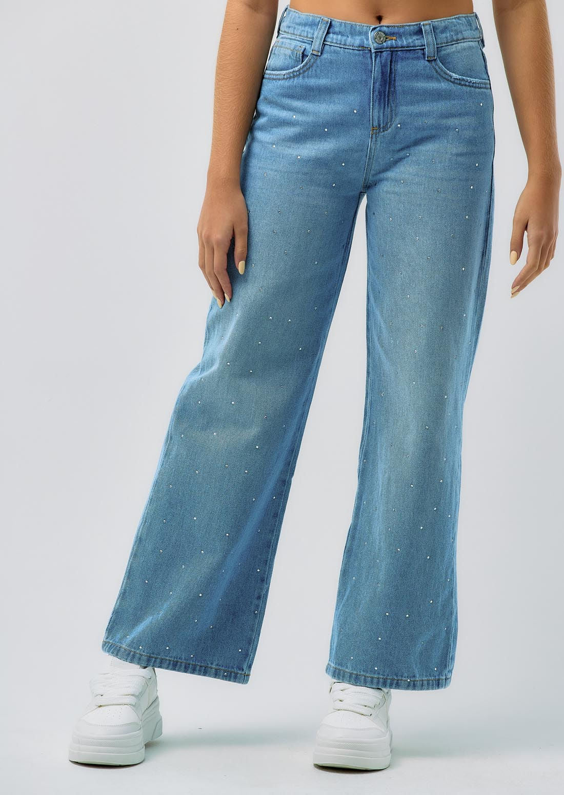Jean retromom medio con apliques para jóvenes