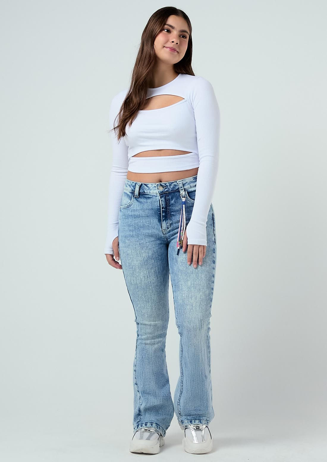 Jean tejano medio tiro alto para adolescentes