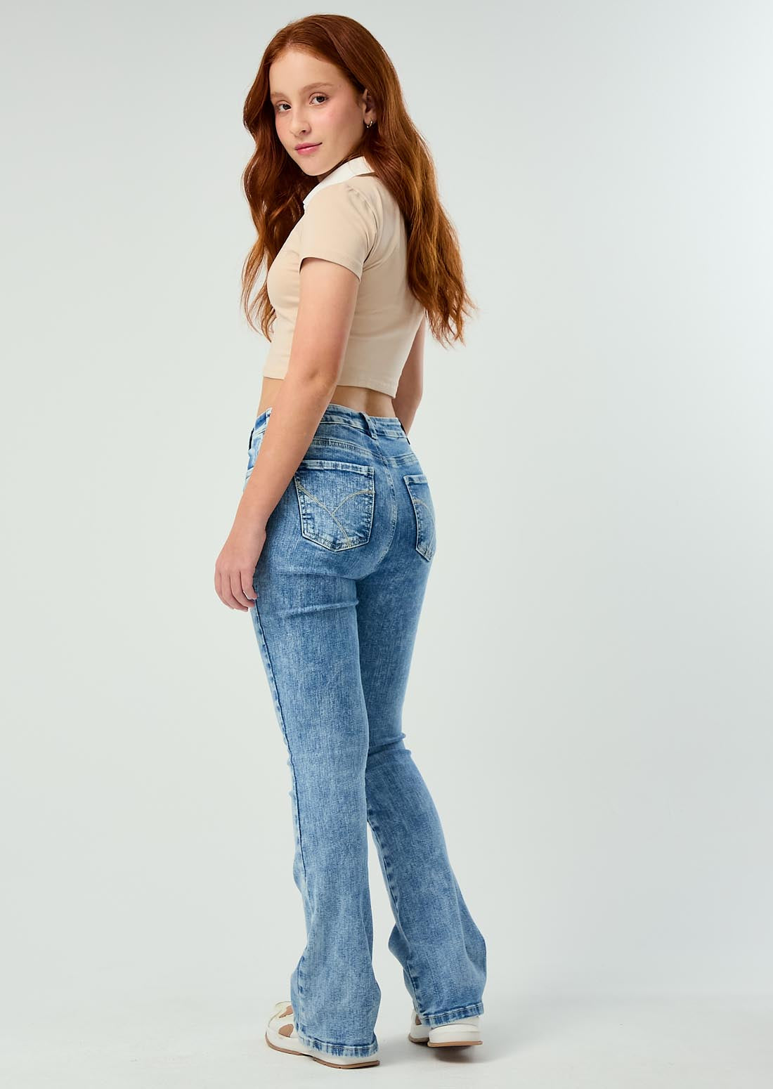 Jean tejano medio fondo entero para jóvenes