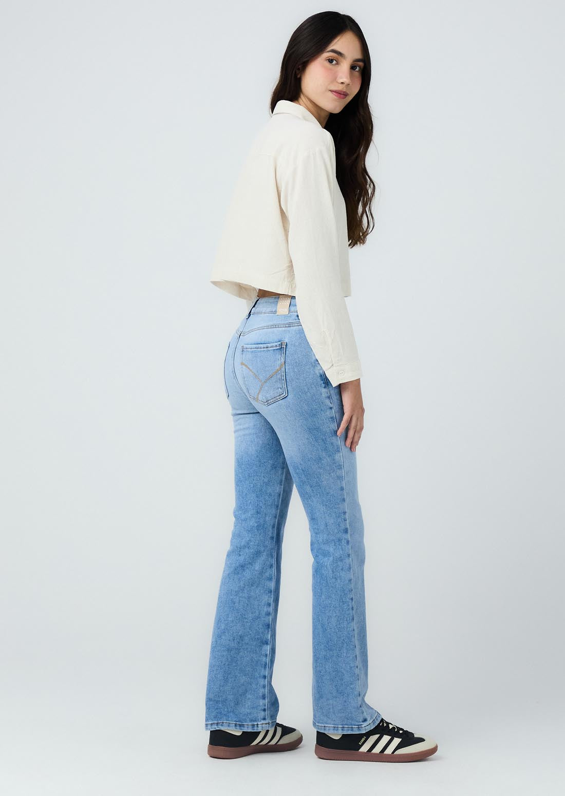 Jean tejano medio bota ancha para jóvenes