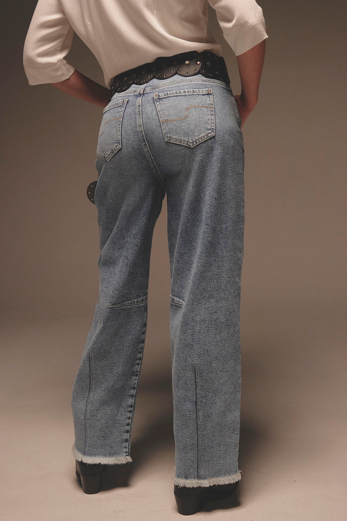 Jean baggy claro de tiro alto para mujer