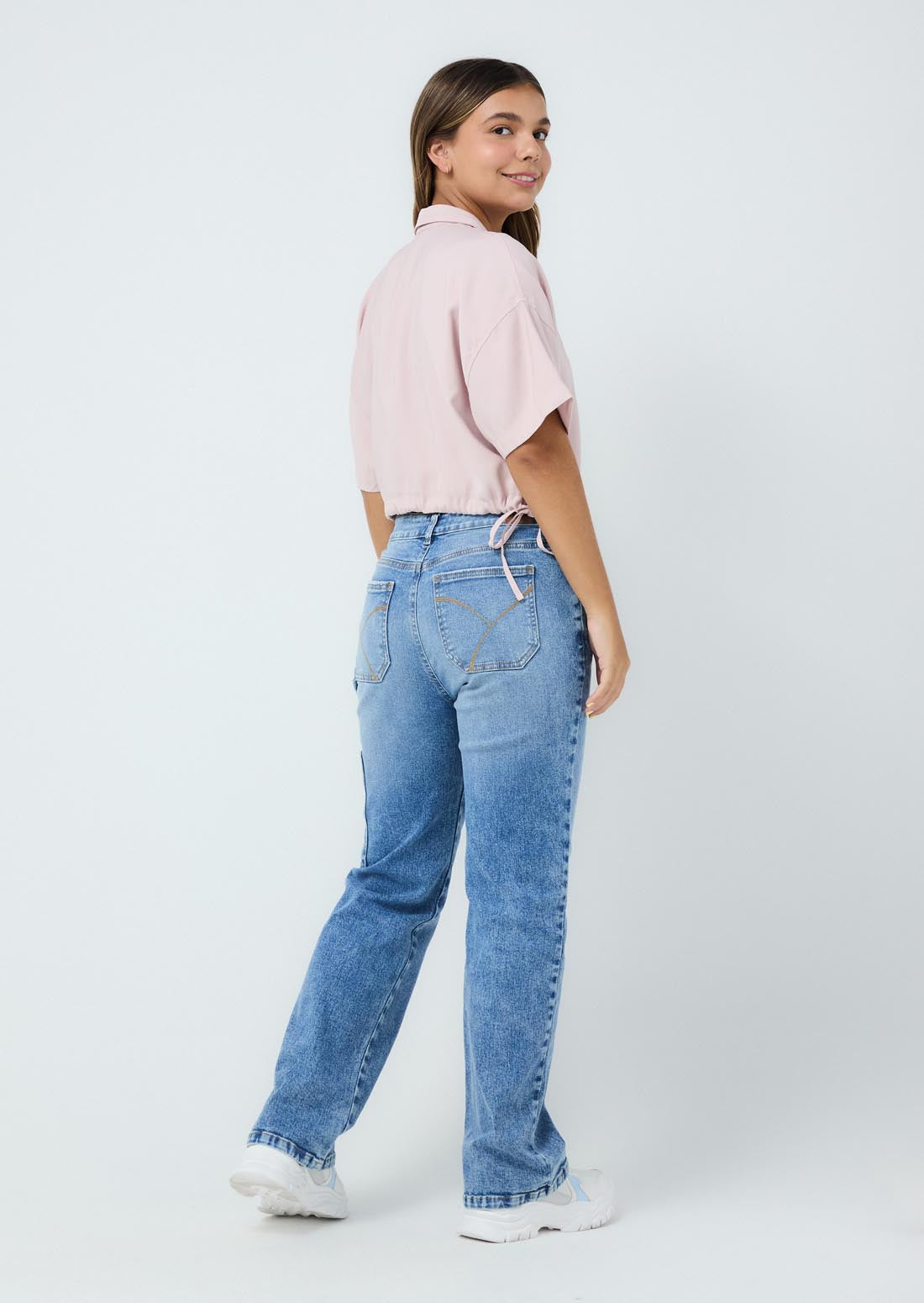 Jean cargo medio fondo entero para jóvenes