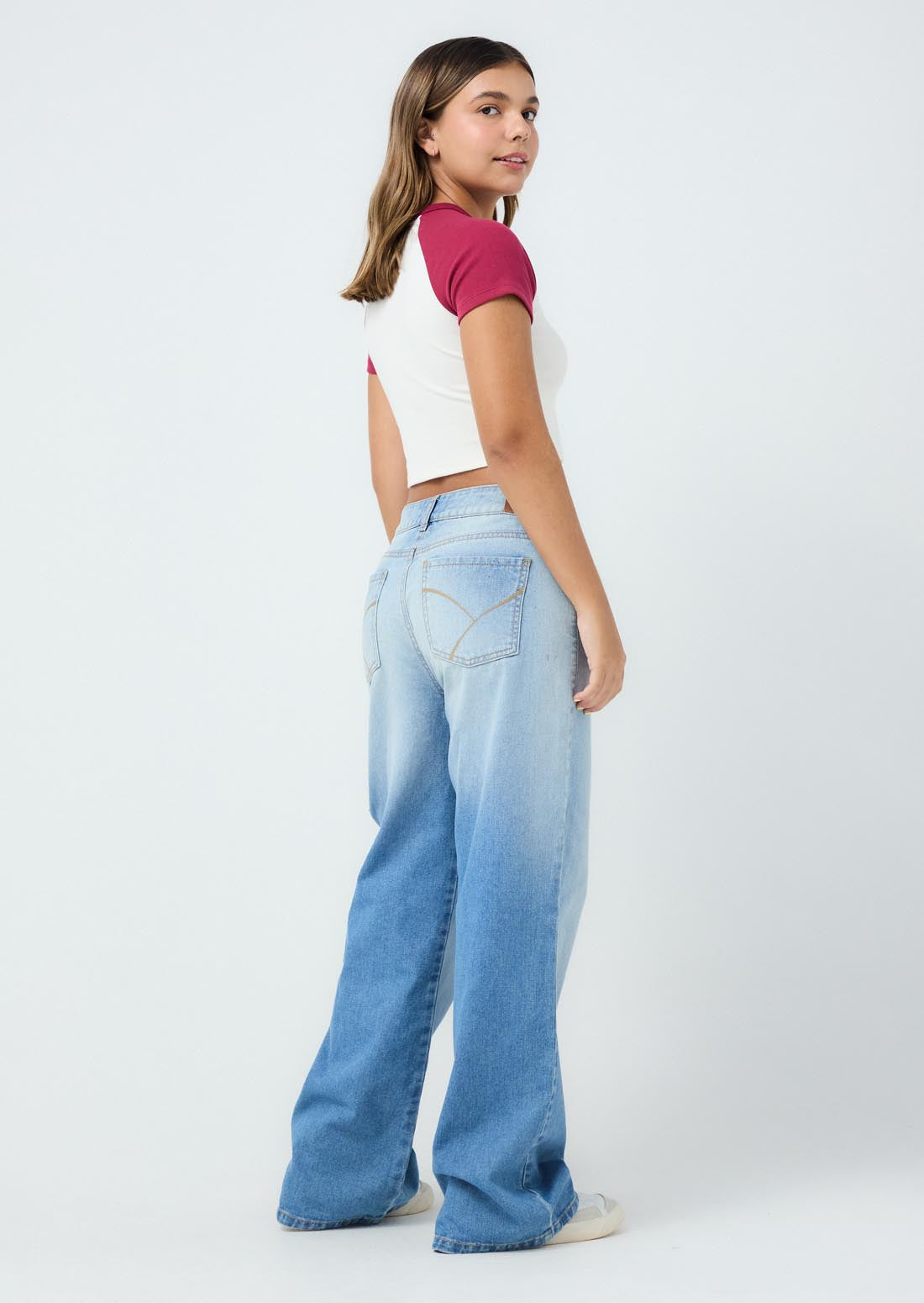 Jean cargo lavado medio y fondo entero para jóvenes