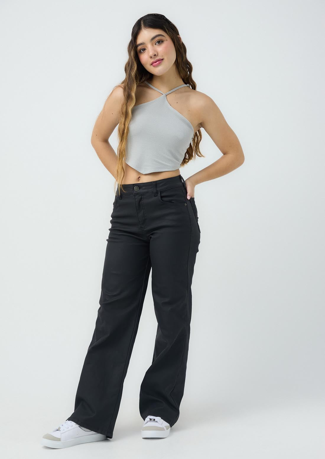 Jean cool negro bota recta para jóvenes