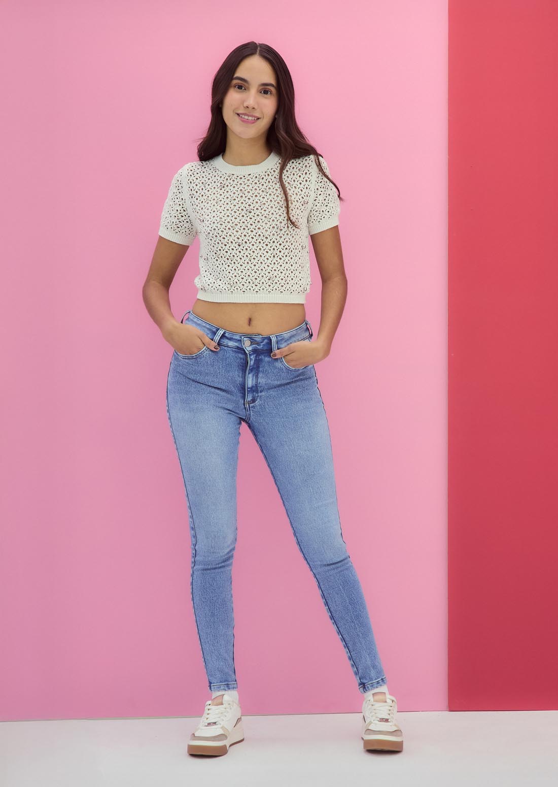 Jean crazy medio oscuro fondo entero para jóvenes