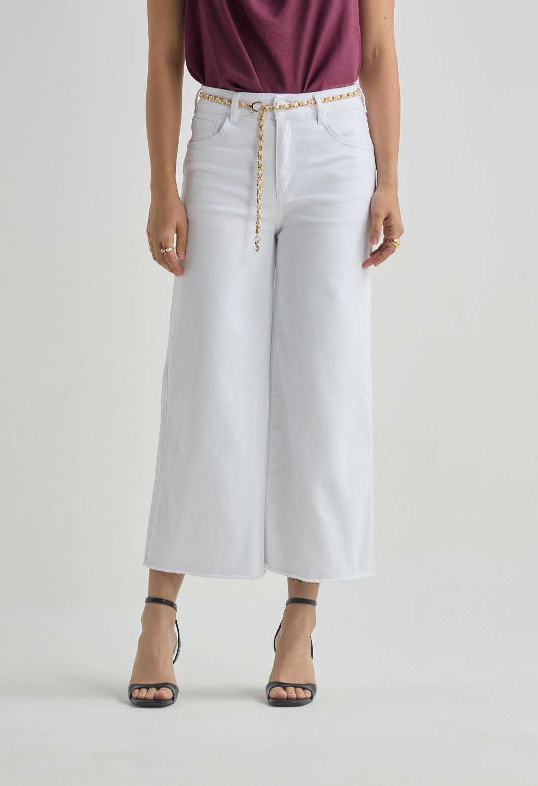 Pantalón culotte blanco fondo entero para mujer