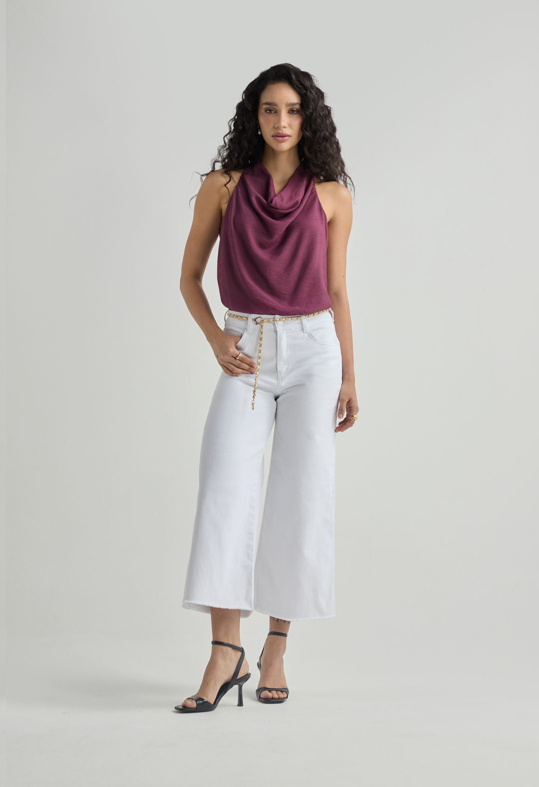 Pantalón culotte blanco fondo entero para mujer