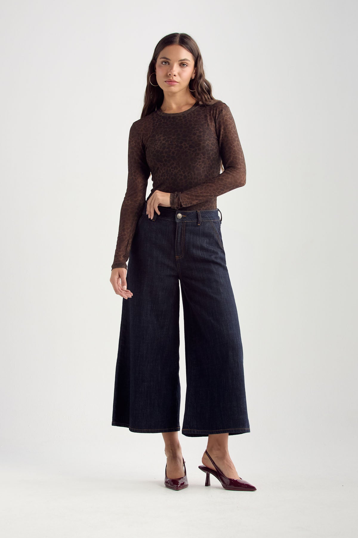 Jean culotte oscuro fondo entero para mujer