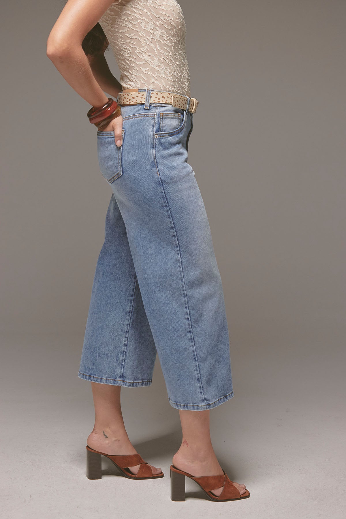 Jean culotte medio fondo entero para mujer