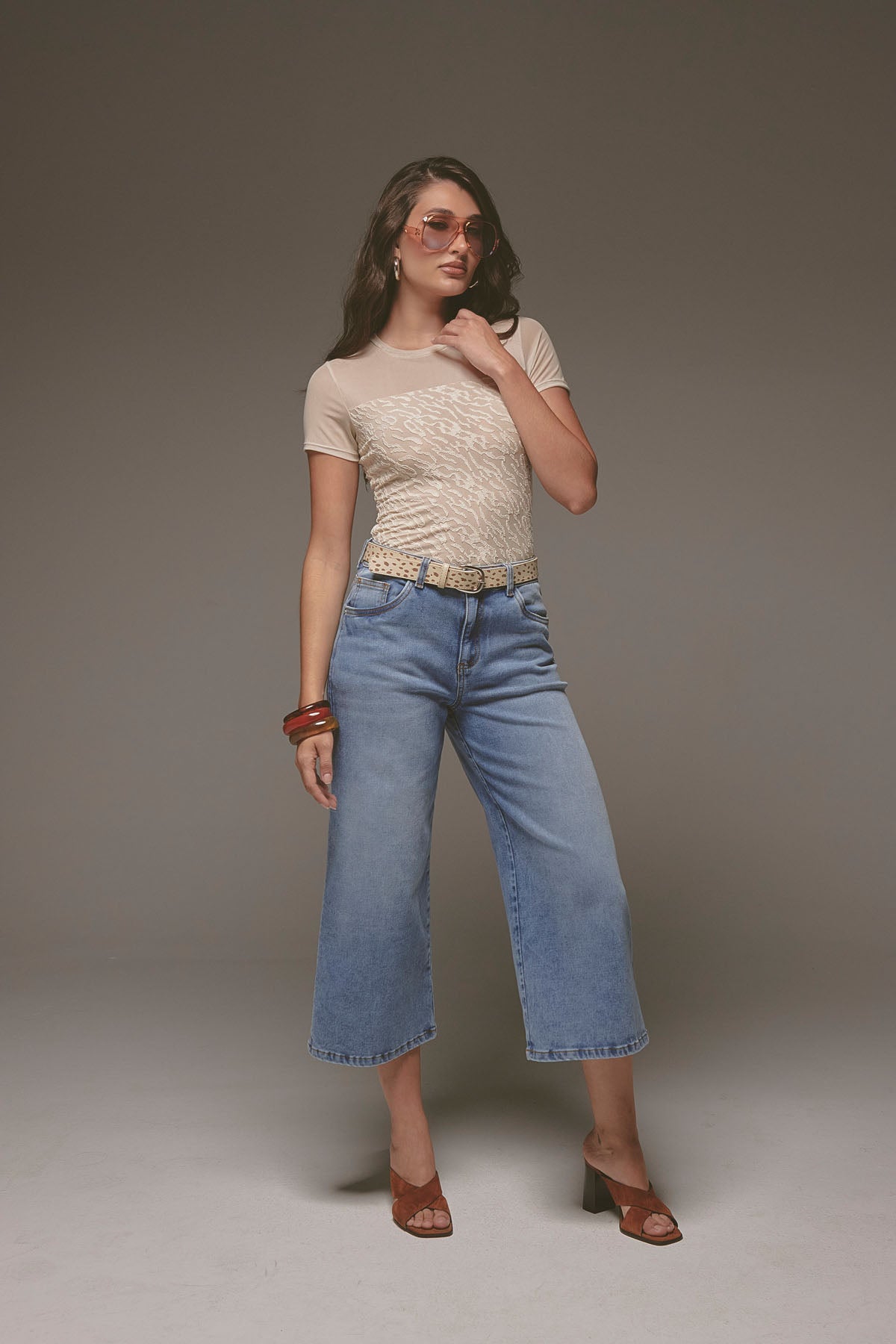Jean culotte medio fondo entero para mujer