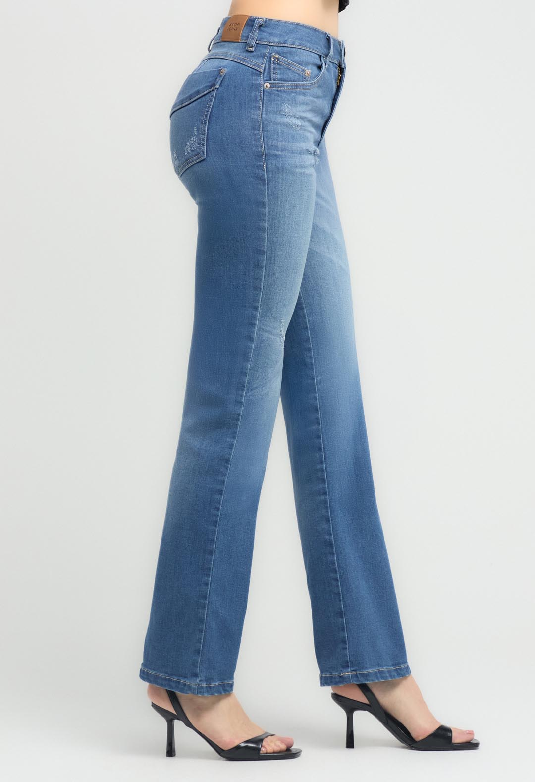 Jean levantacola medio bota recta para mujeres