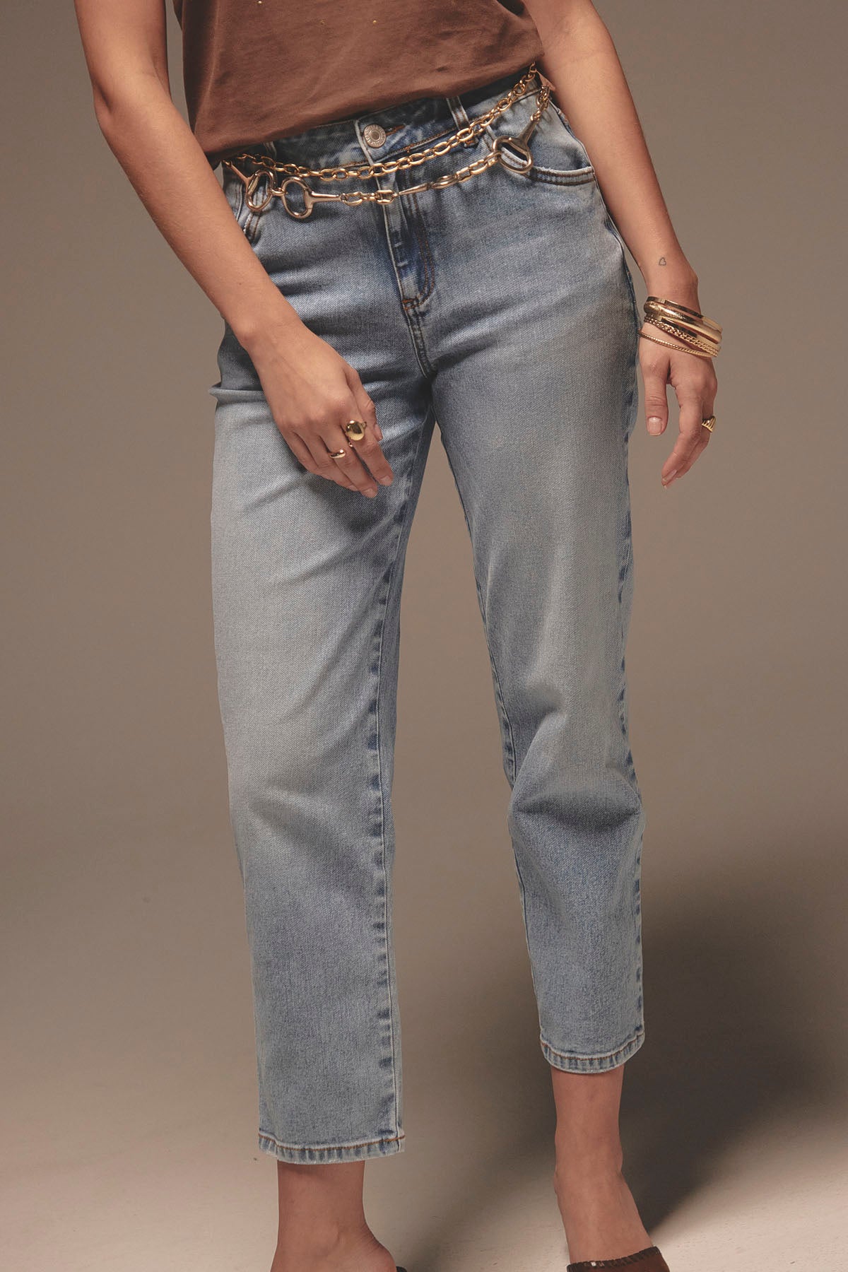Jean mom jean claro fondo entero para mujer
