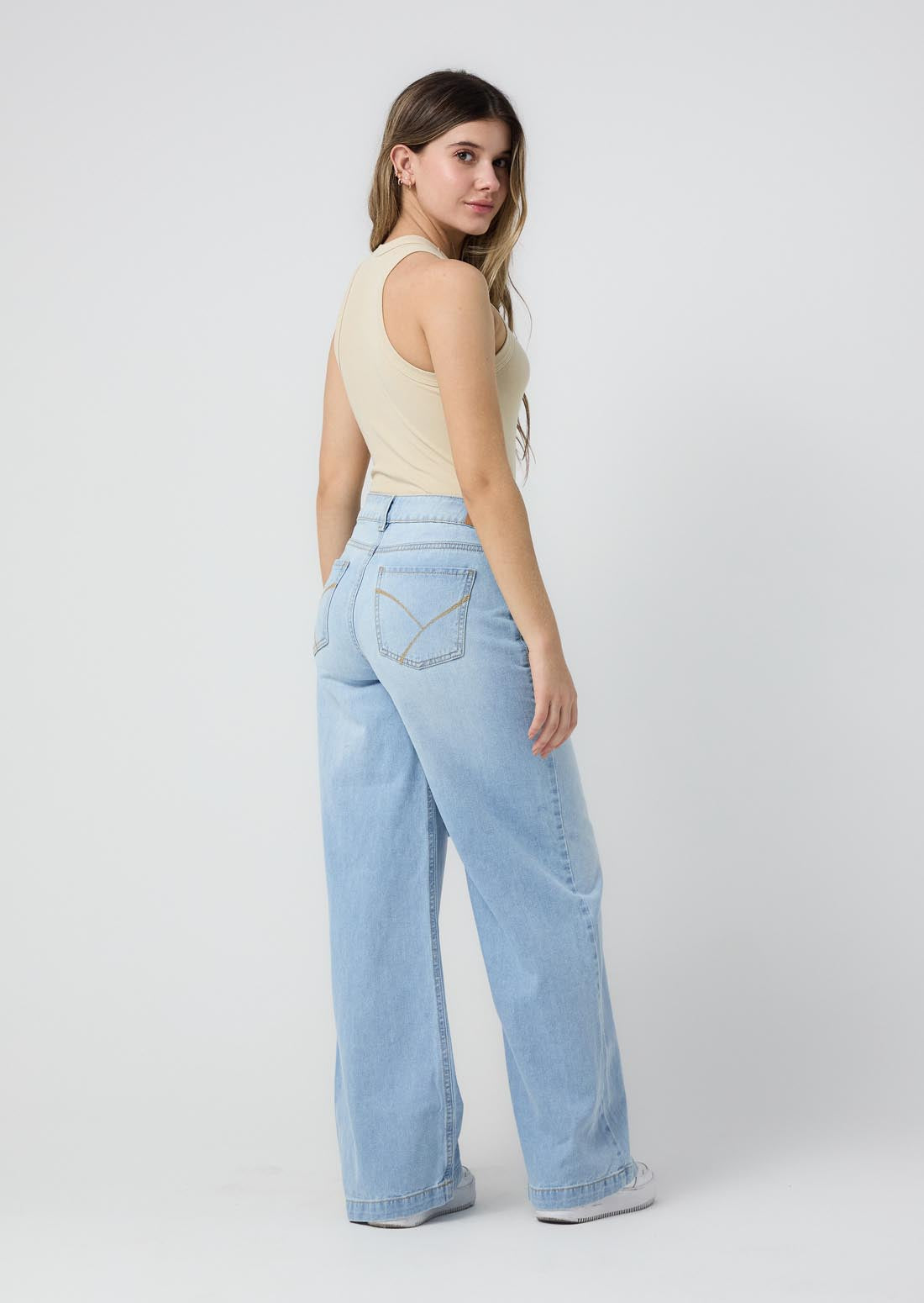 Jean retromom claro descaderado para jóvenes