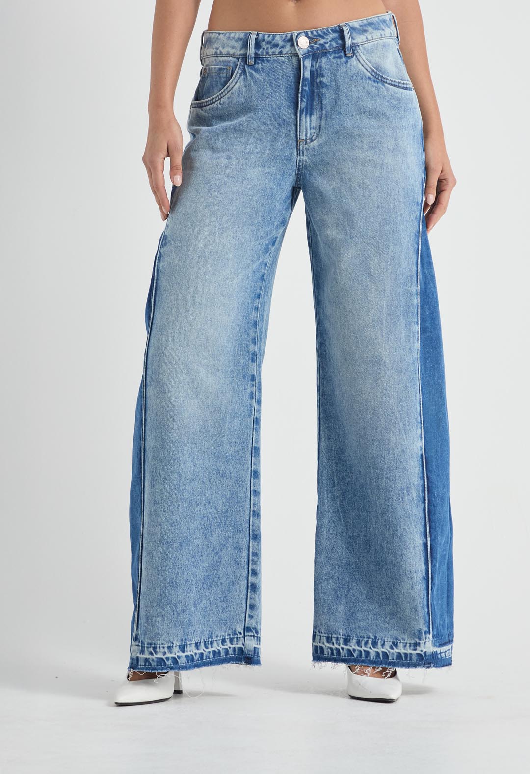 Jean retro claro con tiro descaderado para mujer