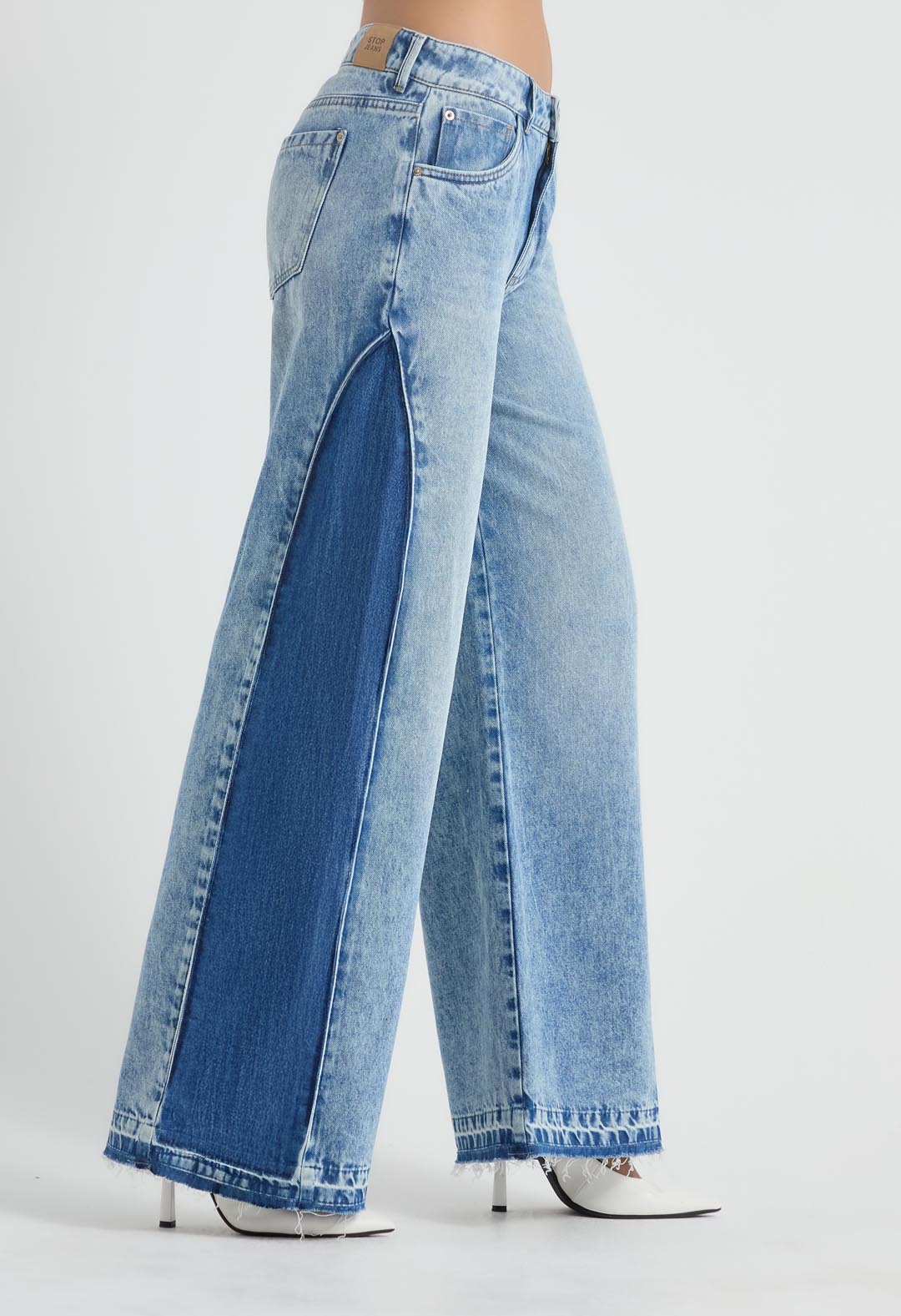 Jean retro claro con tiro descaderado para mujer