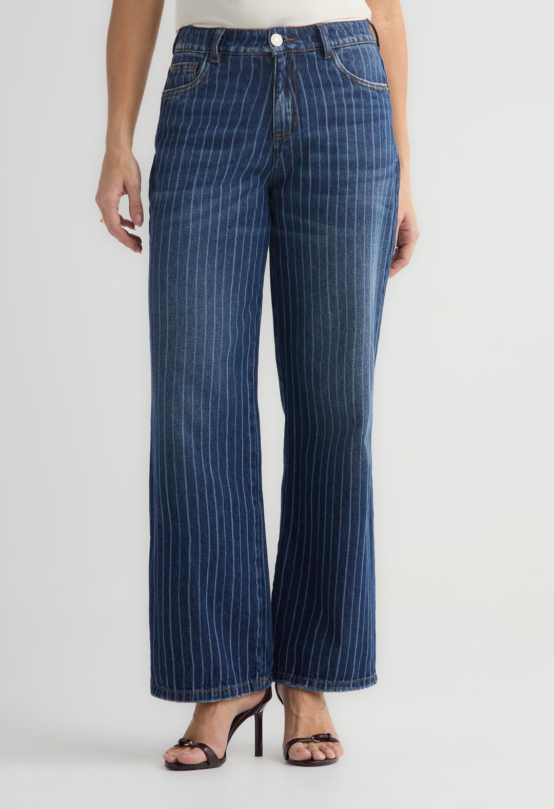 Jean retro medio líneas en bota para mujer