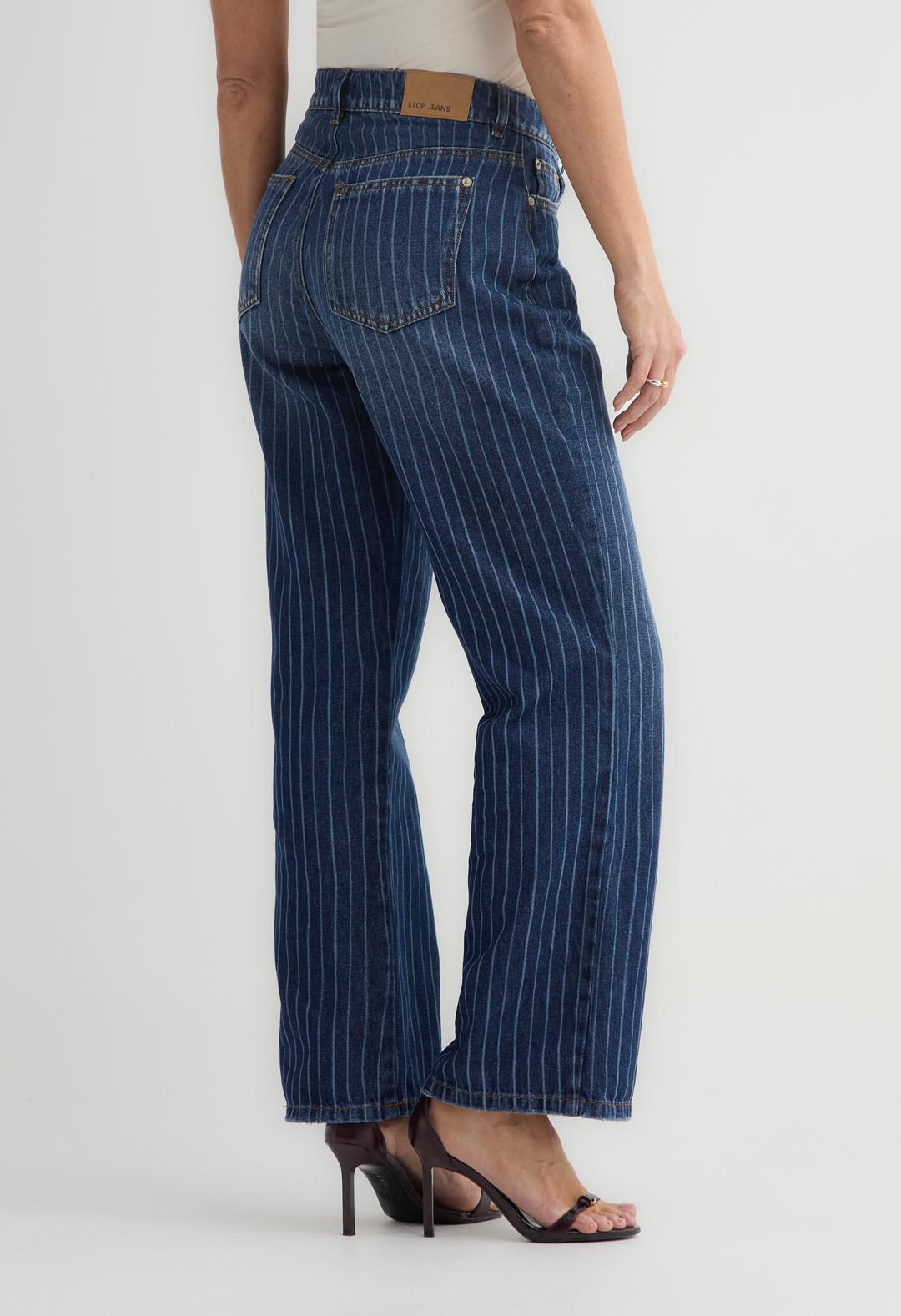 Jean retro medio líneas en bota para mujer