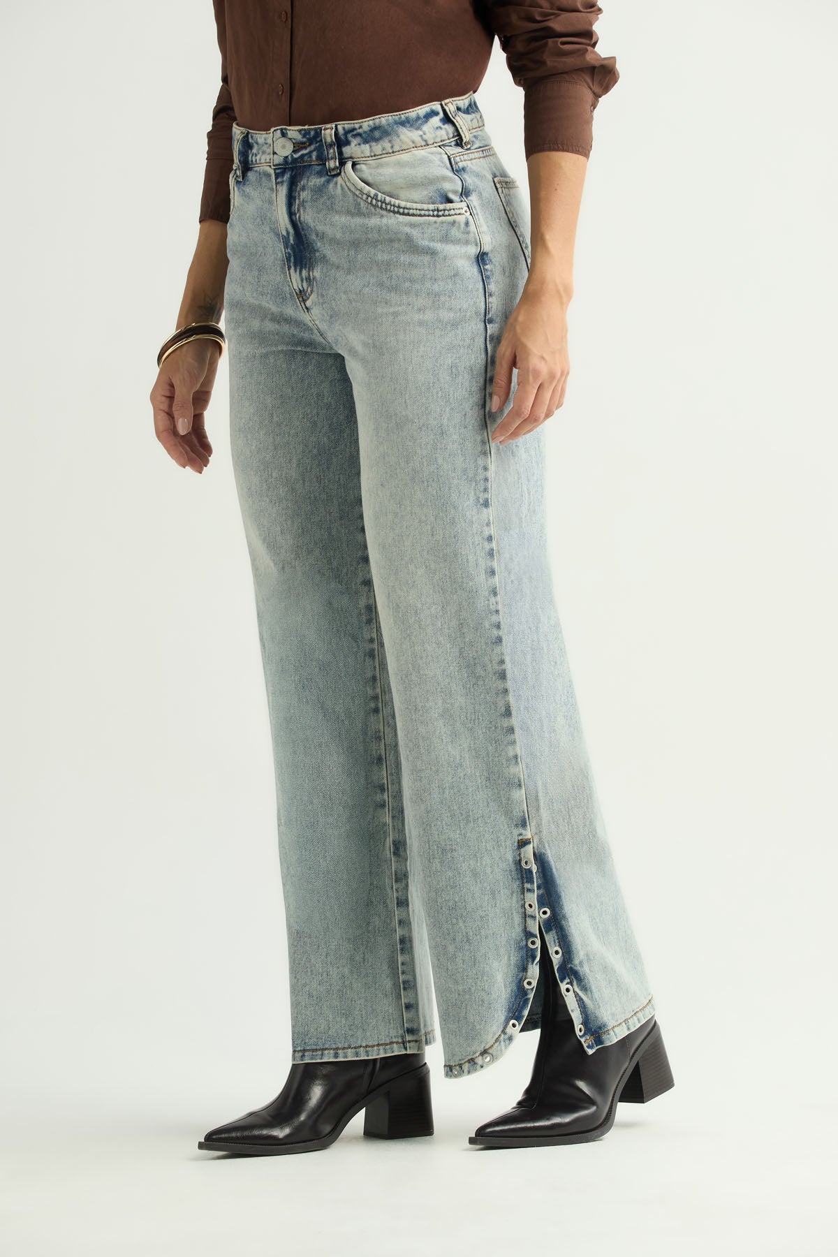 Jean retro claro con efecto dirty para mujer