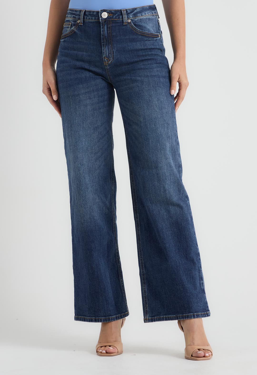 Jean retro medio tiro alto para mujeres