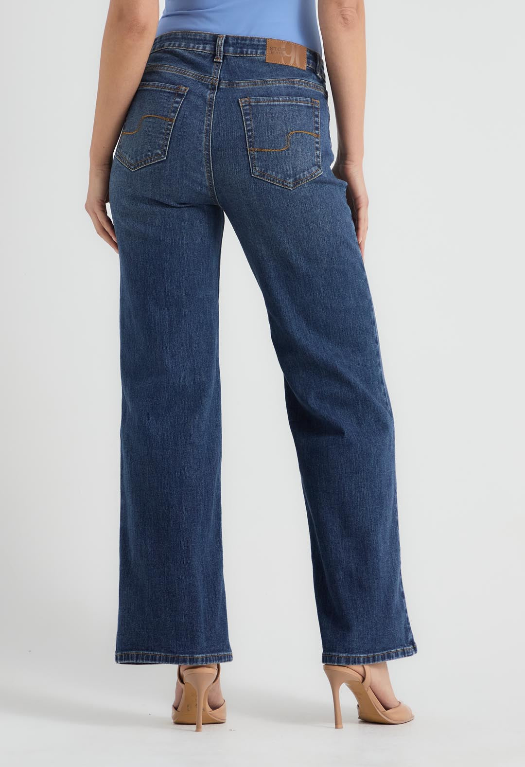 Jean retro medio tiro alto para mujeres