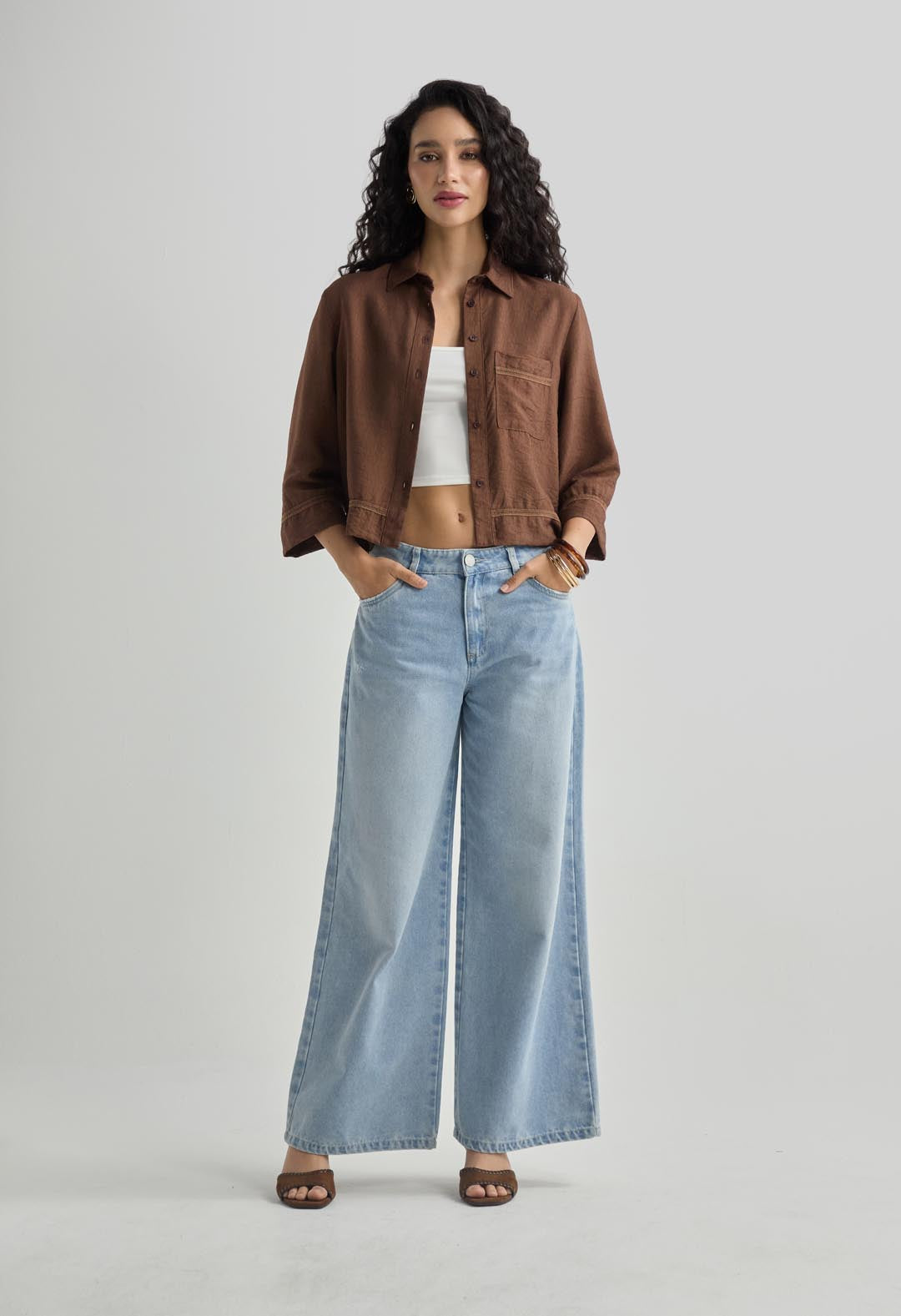 Jean retro claro con bota amplia para mujer