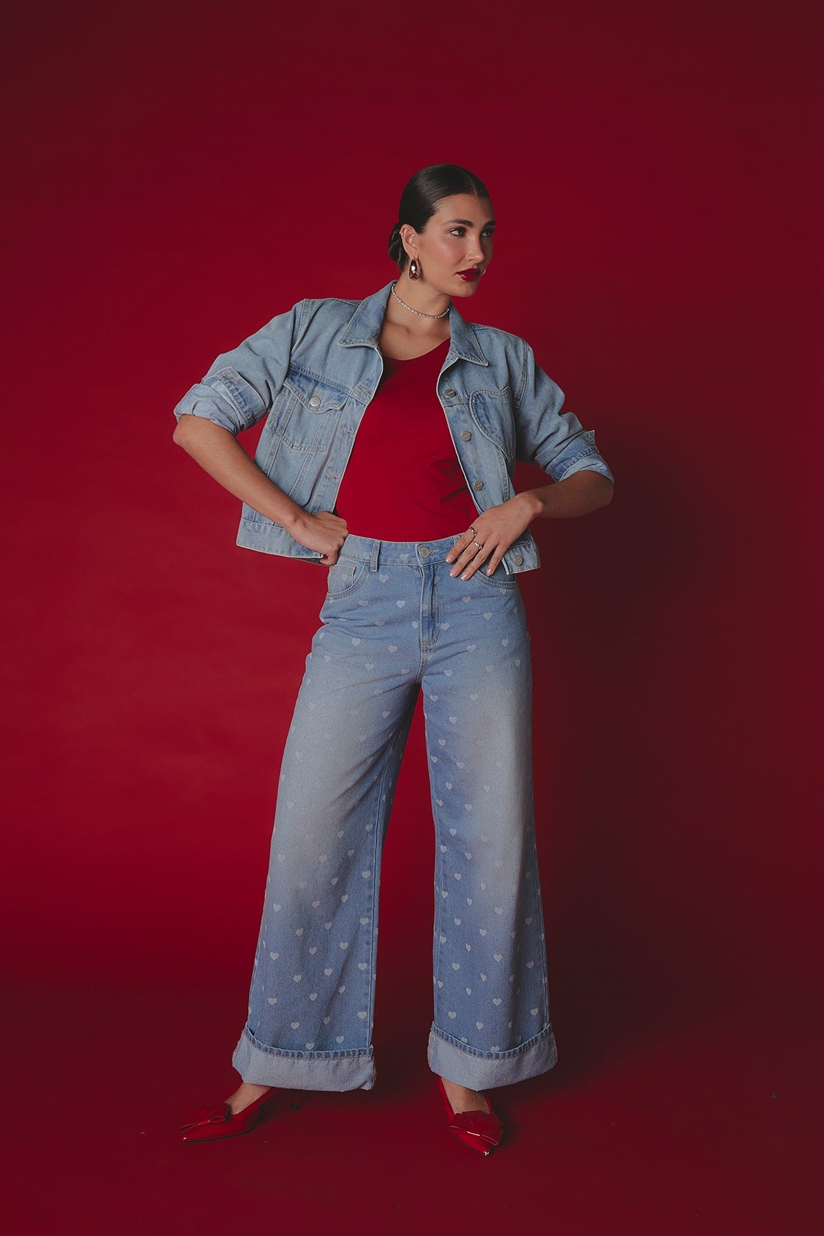 Jean retro claro con bota amplia para mujer