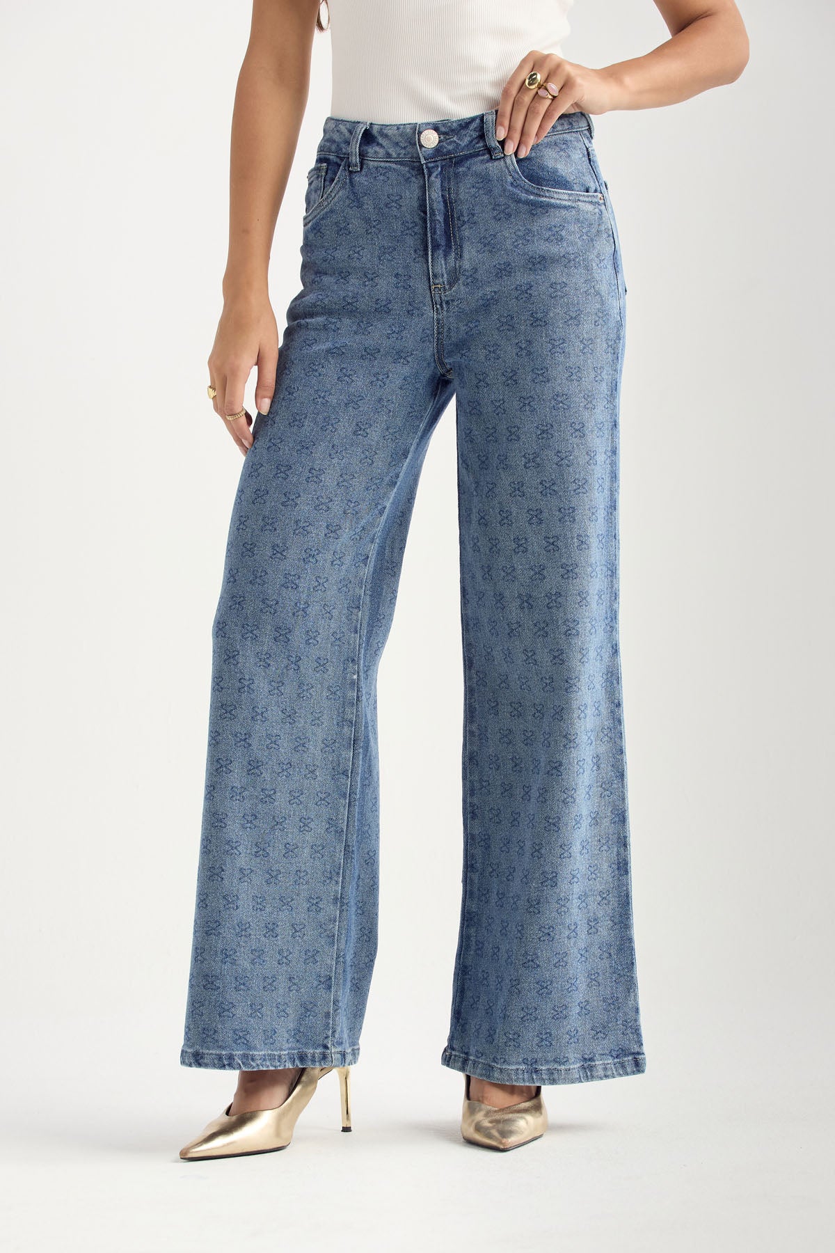 Jean retro claro fondo entero para mujer