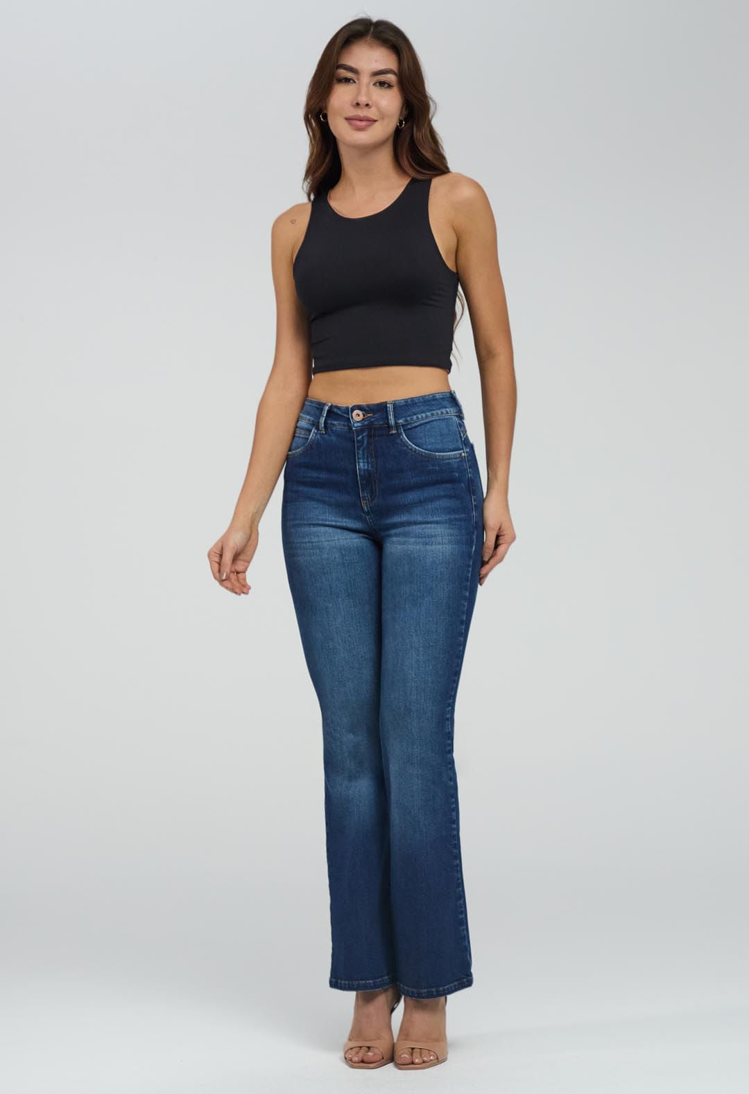 Jean tejano levantacola medio oscuro para mujeres