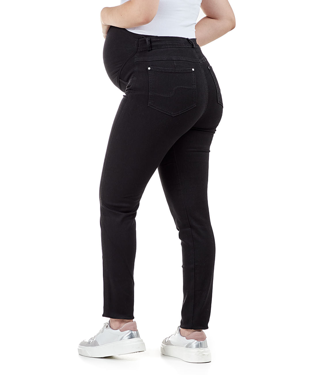 Jean materno negro tiro super alto para mujeres