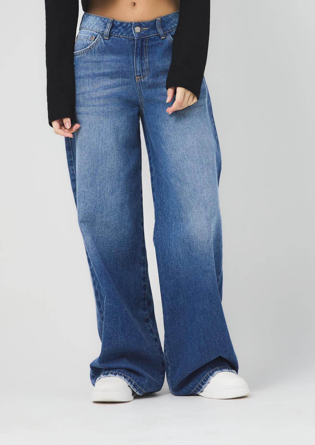 Jean maxi retro tono medio con bota amplia para jóvenes