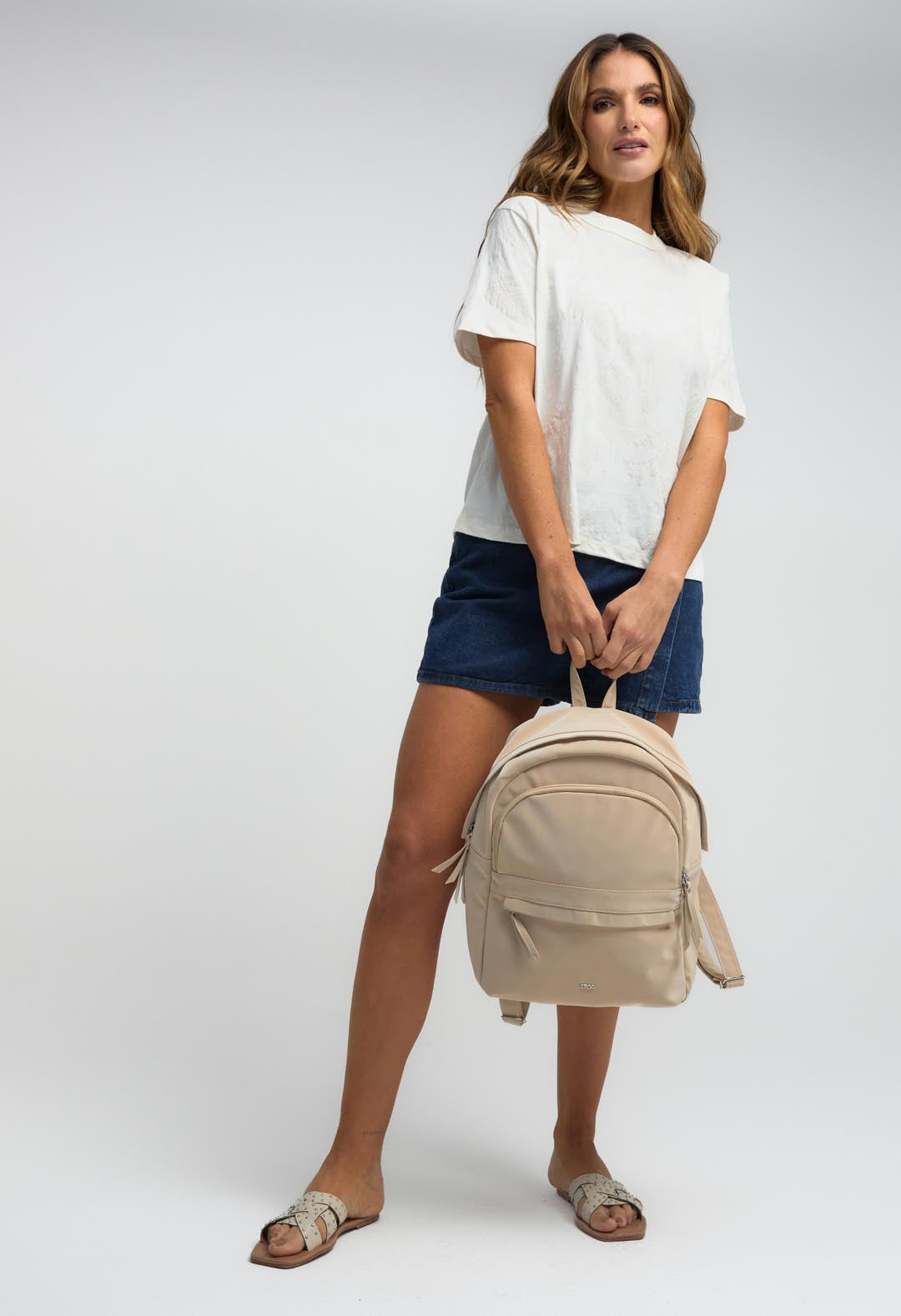 Morral beige con doble cierre