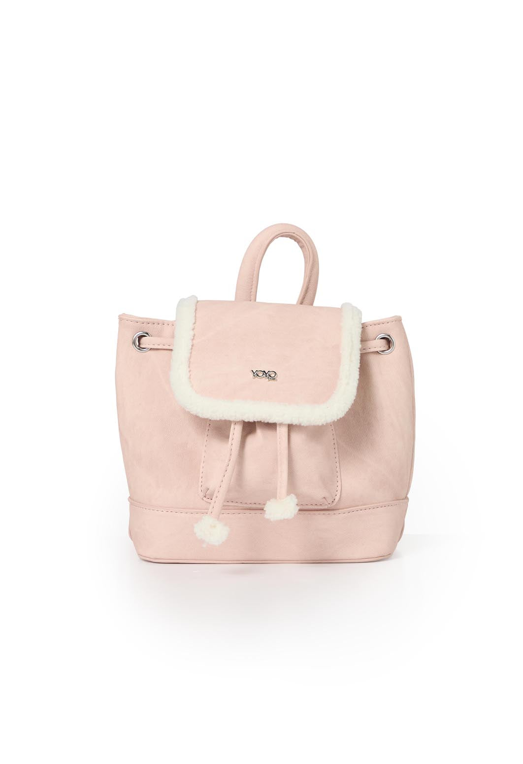 Morral rosa claro afelpado en tapa para jóvenes