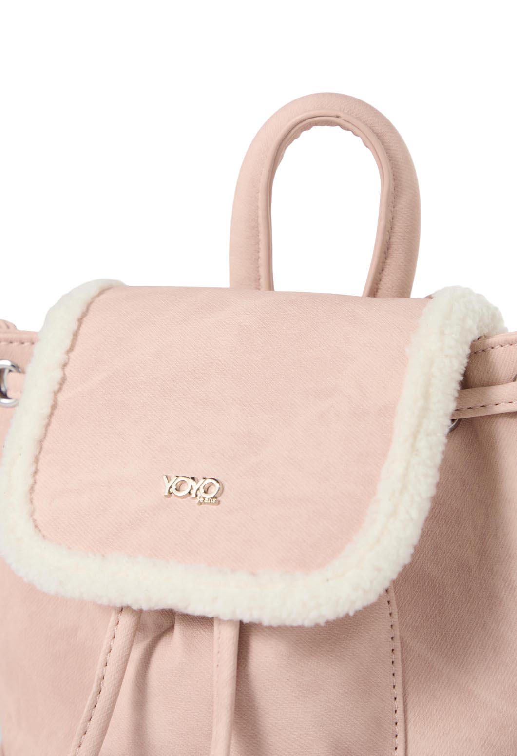 Morral rosa claro afelpado en tapa para jóvenes