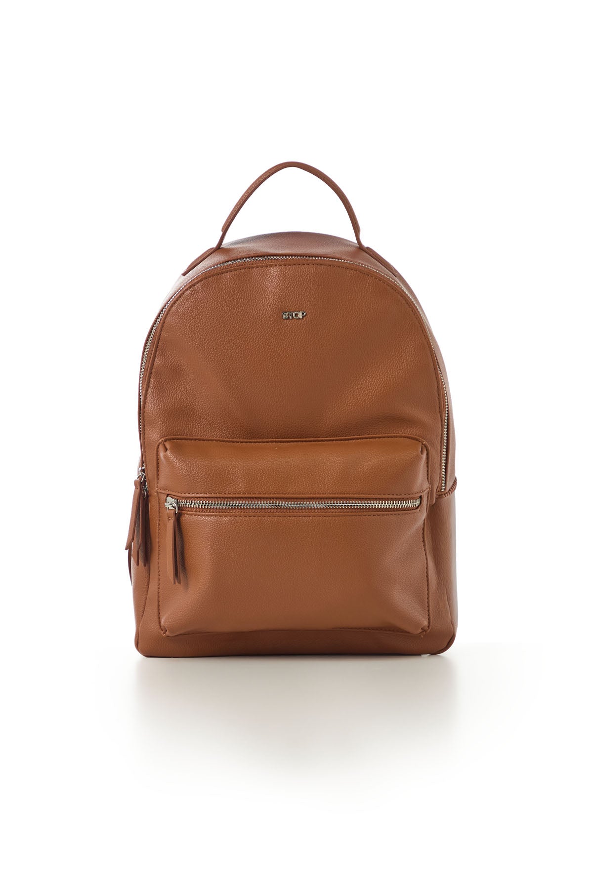 Morral café claro con bolsillo en frente para mujer