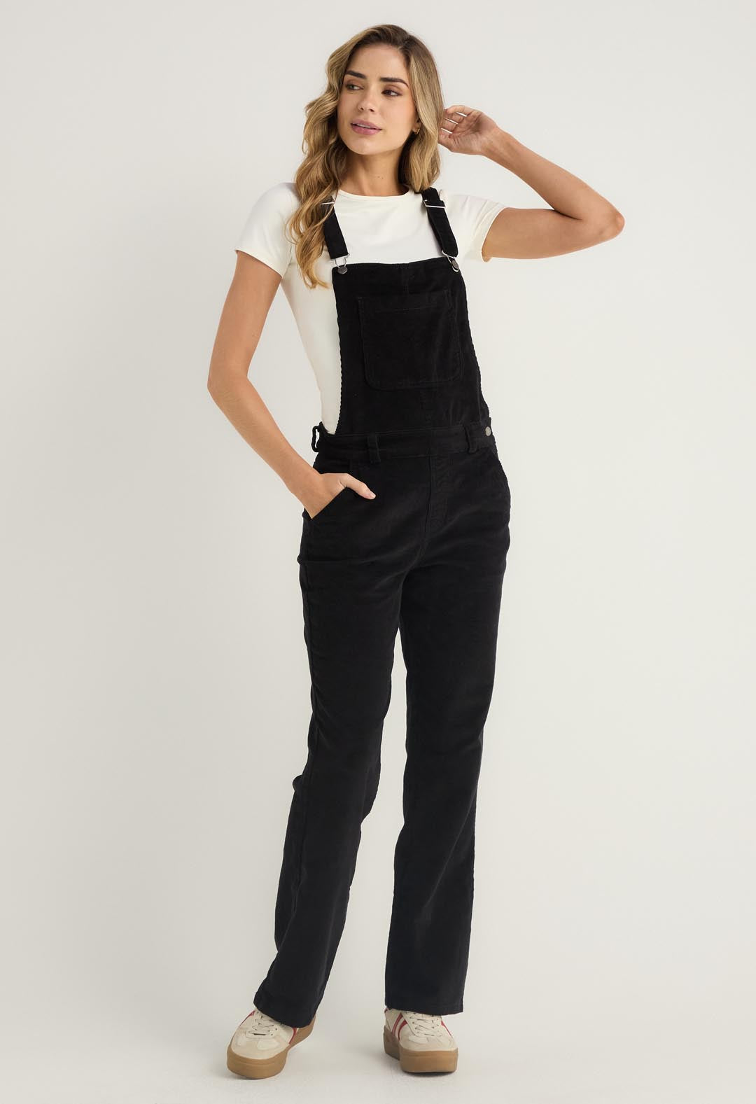 Overall negro largo para mujeres