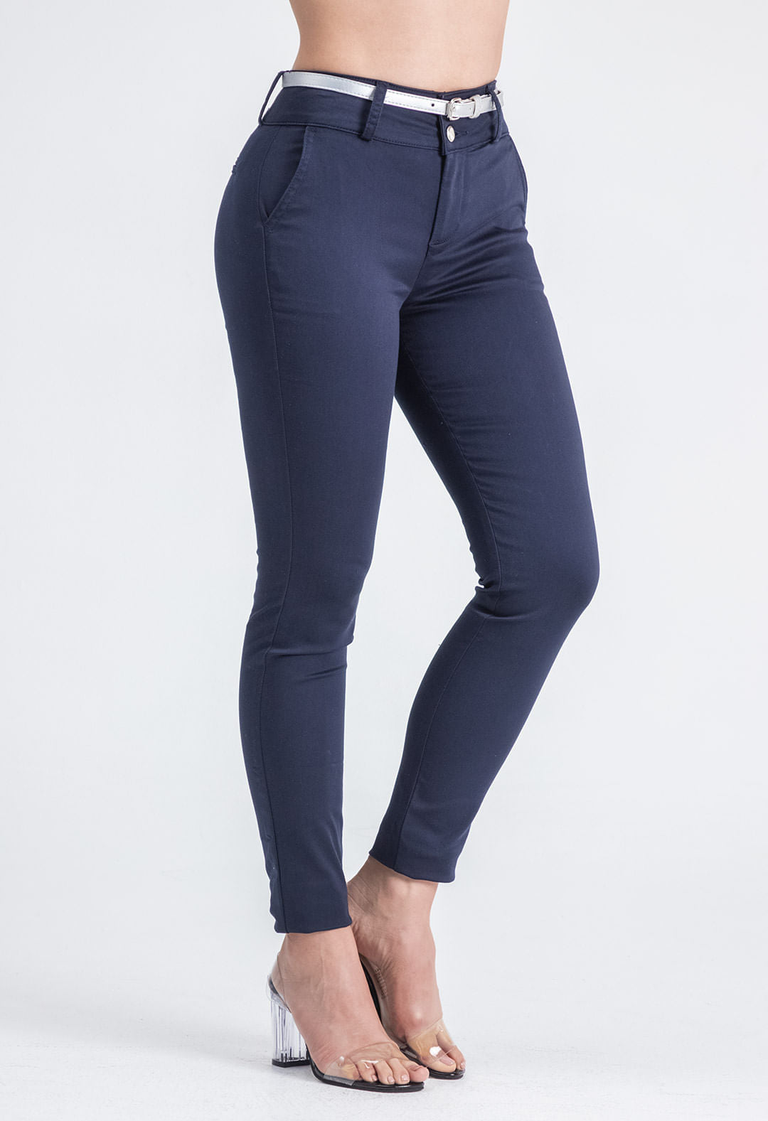 Pantalón ejecutivo azul navy tiro alto para mujeres